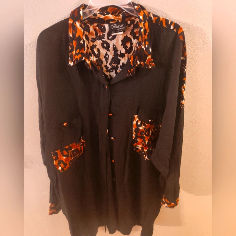 Vintage Basia Print Button down Top Size 26W